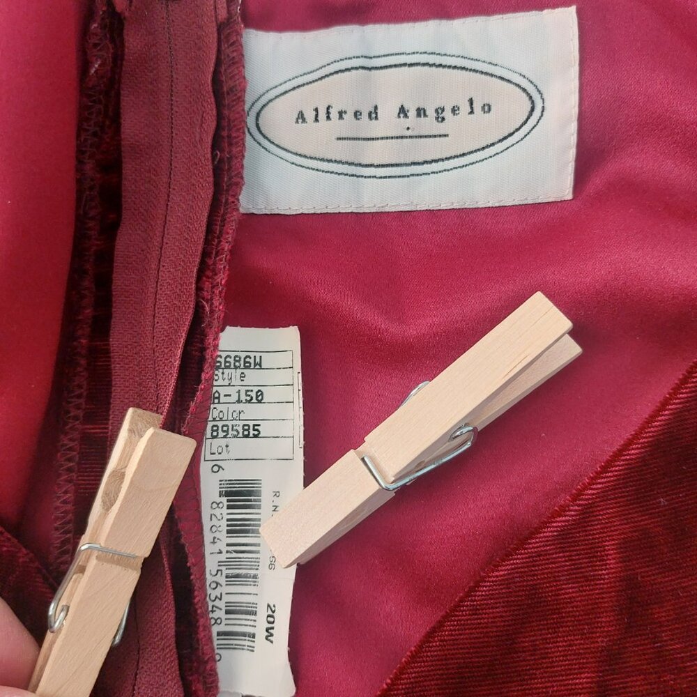 Alfred Angelo Red Velvet Satin Gown Size 20W Formal Romantic Holiday Dress - Picture 9 of 15